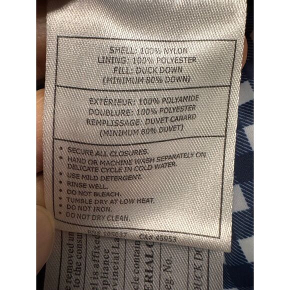 ARIAT Navy/White Packable Down Zip Front Jacket, Gingham Lining, Sz S - Picture 12 of 13